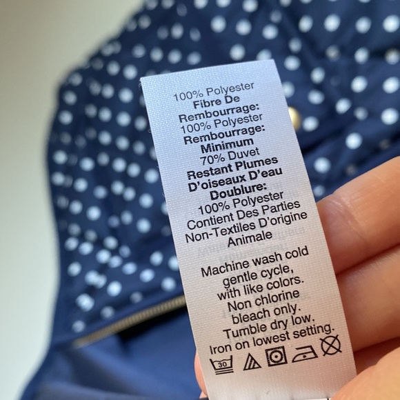 J. Crew Navy and White Polka Dot Puffy Vest - S - Picture 6 of 7